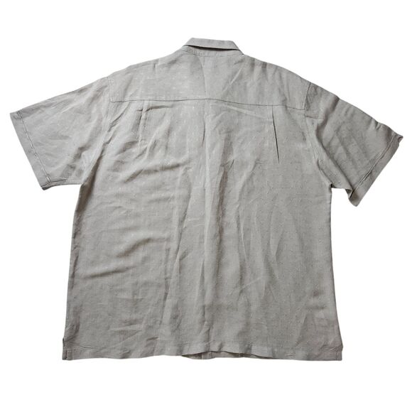 Cubavera Linen Rayon Camp Shirt Mens 2XL Beige Embroidered Panel Short Sleeve - Picture 7 of 8